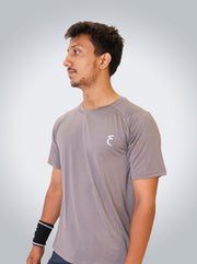 Power Tees Round Neck- Dark Grey efficult